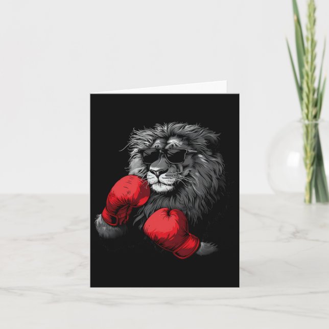 Carte Boxer Lion Portrait Motif Faune Kickboxing Love (Devant)