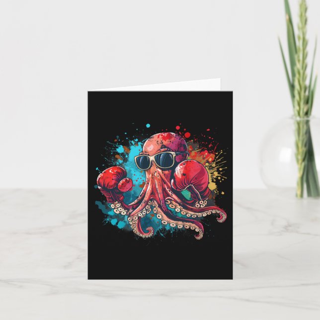 Carte Boxer Octopus Lover Ocean Sea Creature Kickboxing (Devant)
