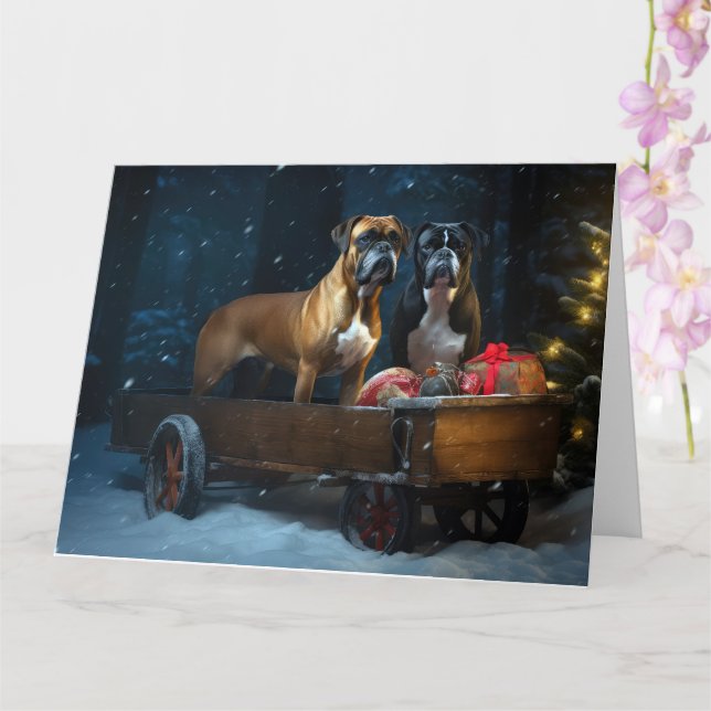 Carte Boxer Snowy Sleigh Décor de Noël (Orchidée)