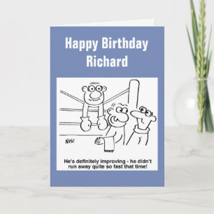 Carte Boxeur au tapis dessin animé