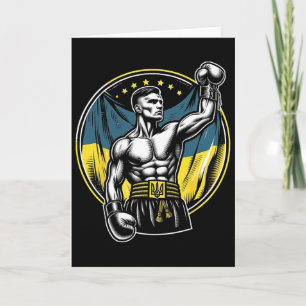 Carte Boxeur ukrainien Combattant de boxe patriotique Dr
