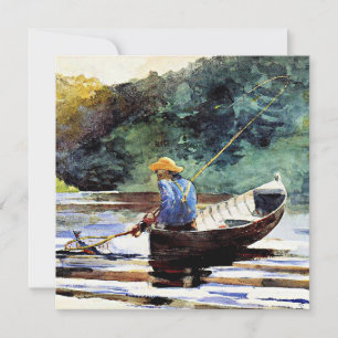 Carte Boy Fishing, peinture d'art de Winslow Homer,