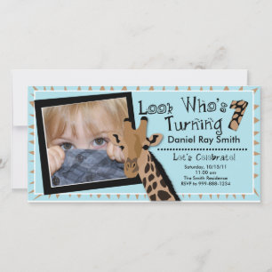 Carte Boys Giraffe Première fête d'anniversaire Invitati