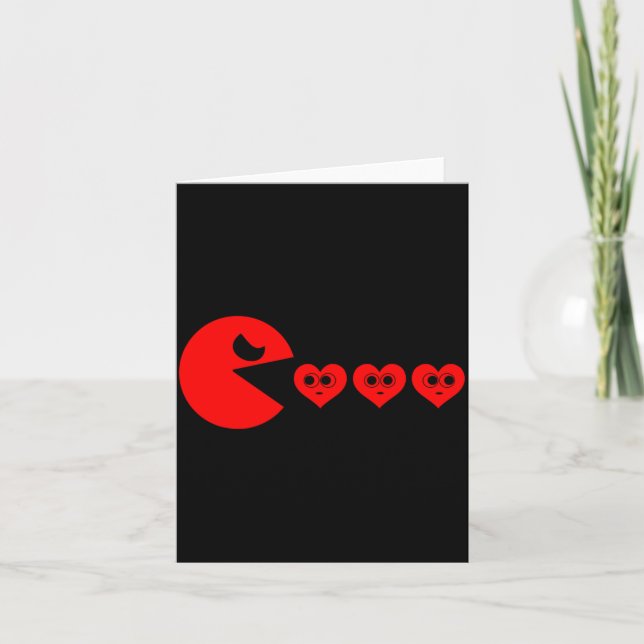 Carte Boys Kids Valentines Day Hearts Eating Funny Gamer (Devant)