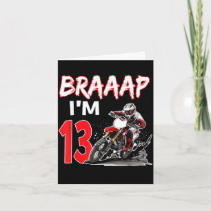 Carte Braaap 13 ans pilote de motocross en moto tout ter
