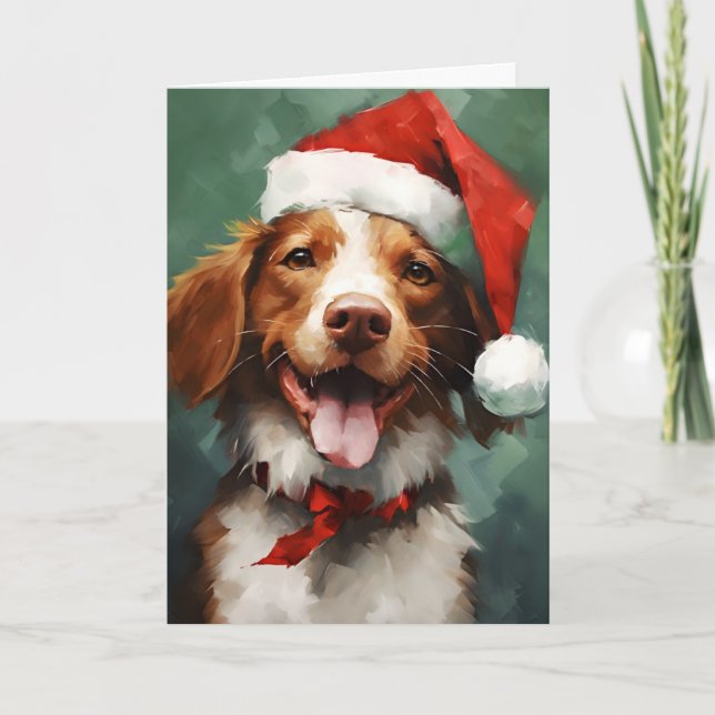 Carte Bracelet de Noël pour chien breton (Devant)