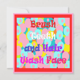 Carte Bracelet dents cheveux laver visage amusant enfant