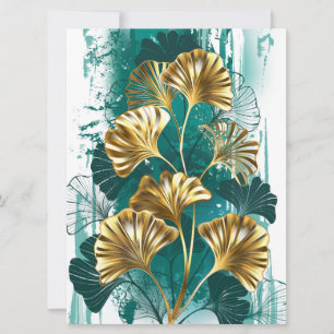 Carte Branch with Golden Leaves Ginko Biloba