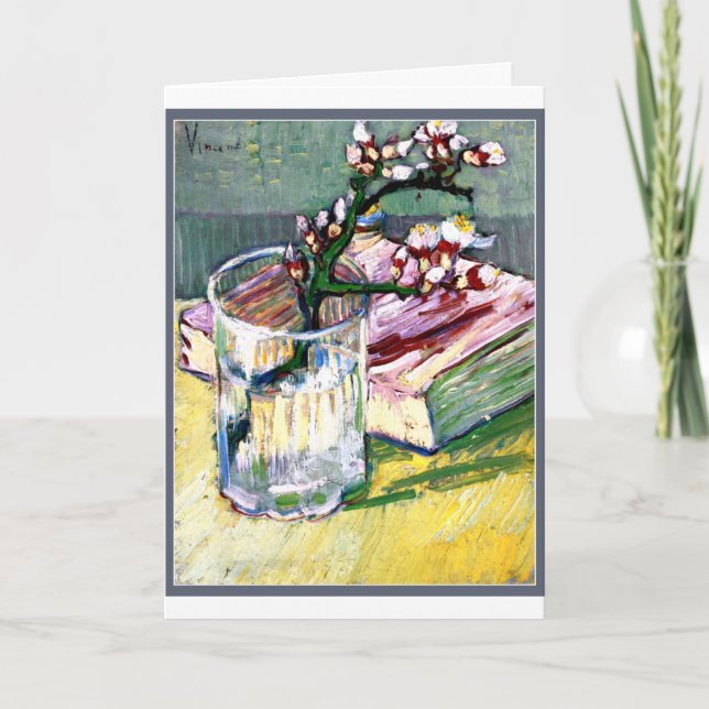 Carte Branche d'amande fleurie en verre (Devant)