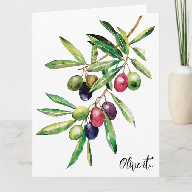 Carte Branche d'olive aquarelle (Devant)