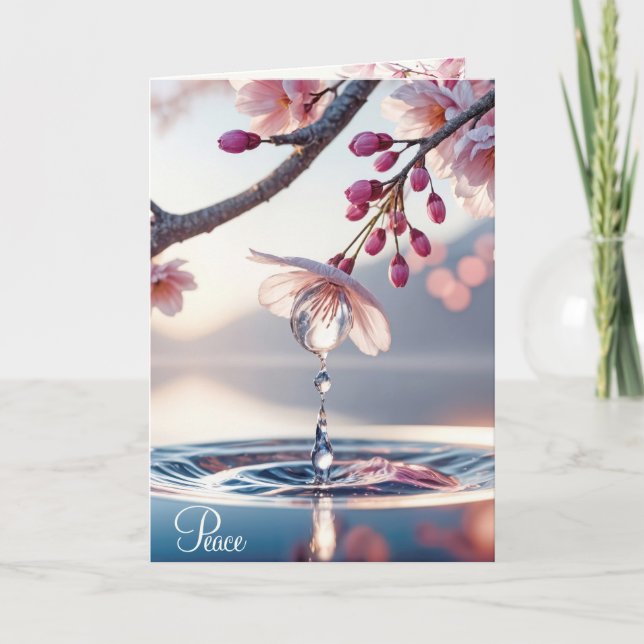 Carte Branche en fleurs de cerisier Sympathy avec goutte (Devant)