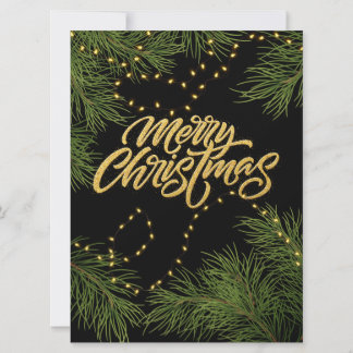 Carte Branches et lumières de Noël Evergreen Joyeux