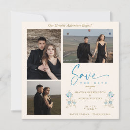Carte Branches Mariage Tendance Bleu Enregistrer Date 3