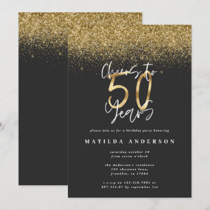 Carte Bravo à 50 ans noir et or parties scintillant mode