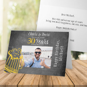Carte Bravo et bières 30e anniversaire homme photo perso