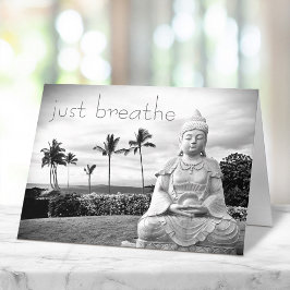 Carte Breathe Tropical Hawaii Bouddha noir blanc