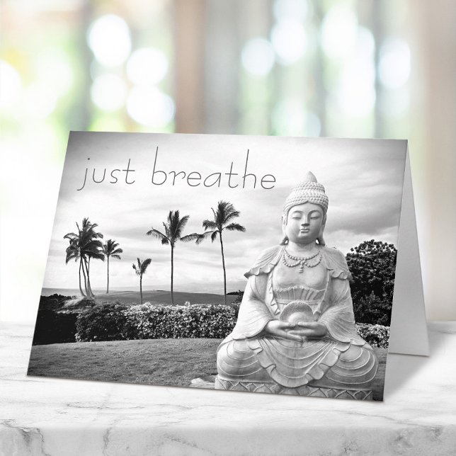 Carte Breathe Tropical Hawaii Bouddha noir blanc (Créateur téléchargé)