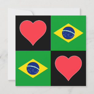Carte Brésil Drapeau Coeur patriotique Brésilien Salutat