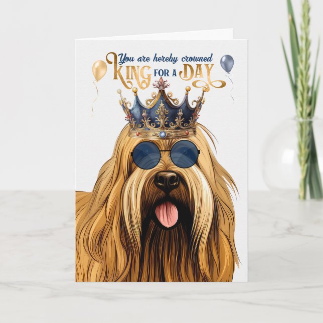Carte Briard Dog King pour une journée d'anniversaire dr (Devant)