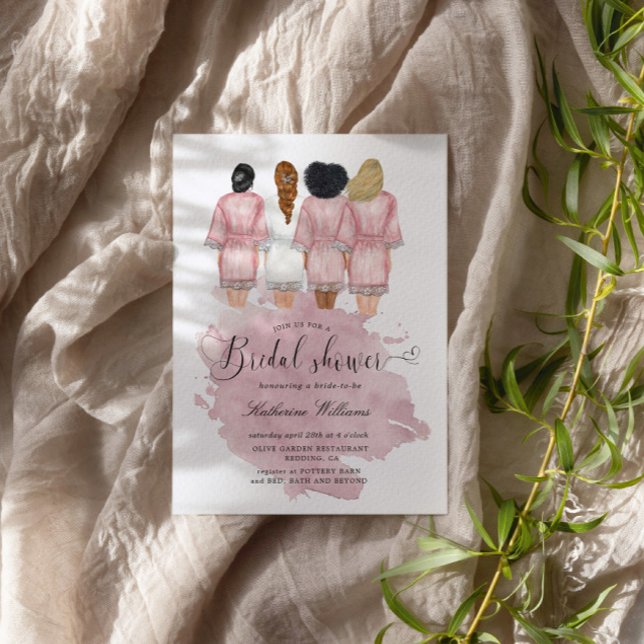 Carte Bridesmaid Robes Fête des mariées rose pâle (Créateur téléchargé)