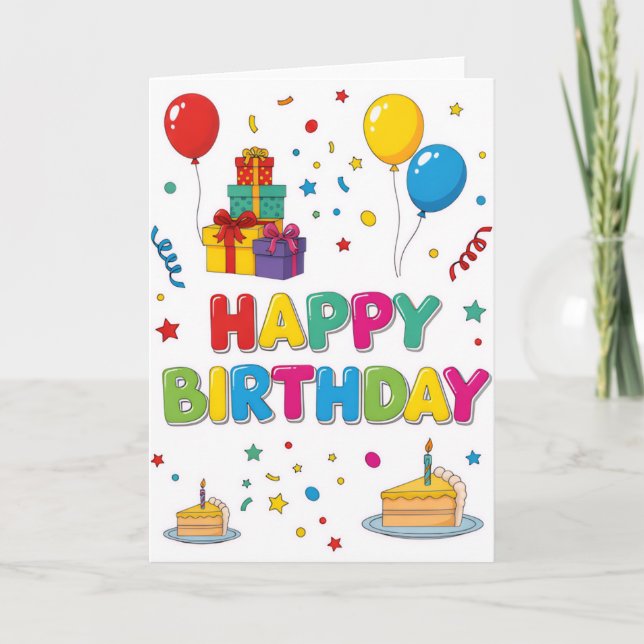 Carte Bright & Cheerful Cartoon “Happy Birthday” Card (Devant)