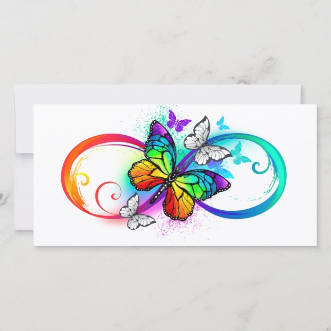 Carte Bright infinity with rainbow butterfly (Devant)