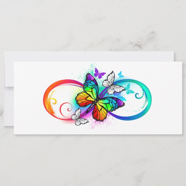 Carte Bright infinity with rainbow butterfly (Devant)