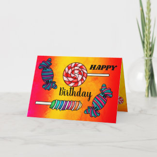 Carte Bright Lollipop Candy Sweet Treat Joyeux anniversa