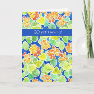 Carte Bright Orange Nasturtiums Floral 80e anniversaire