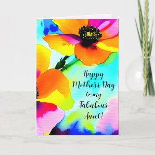 Carte Bright Poppies Blue Sky Tante Personnalisé Fête de