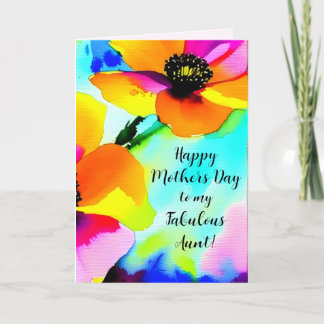 Carte Bright Poppies Blue Sky Tante Personnalisé Fête de