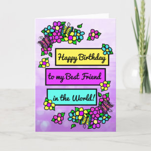 Carte Bright Pretty Whimsical Anniversaire pour le meill