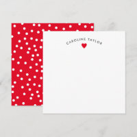 Carte Bright Red Heart & Dots mignonne Girl Note C