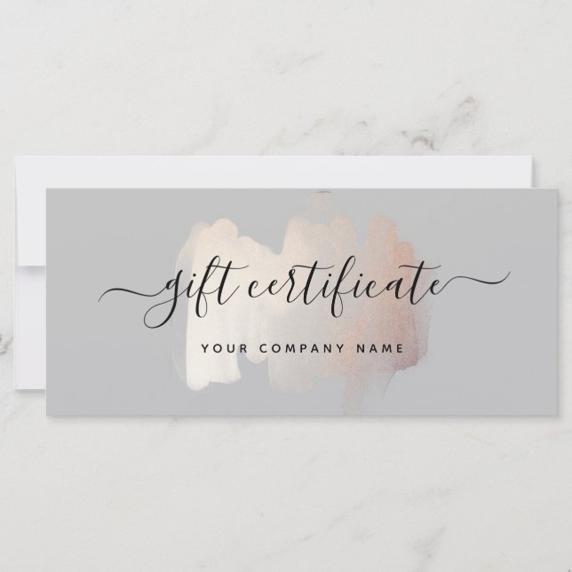 Carte Brise-brosse chic | Certificat cadeau or Rose (Devant)