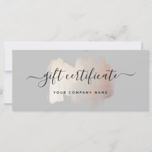 Carte Brise-brosse chic   Certificat cadeau or Rose
