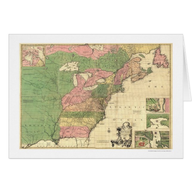 Carte britannique et de Français de l'Amérique - (Devant horizontal)