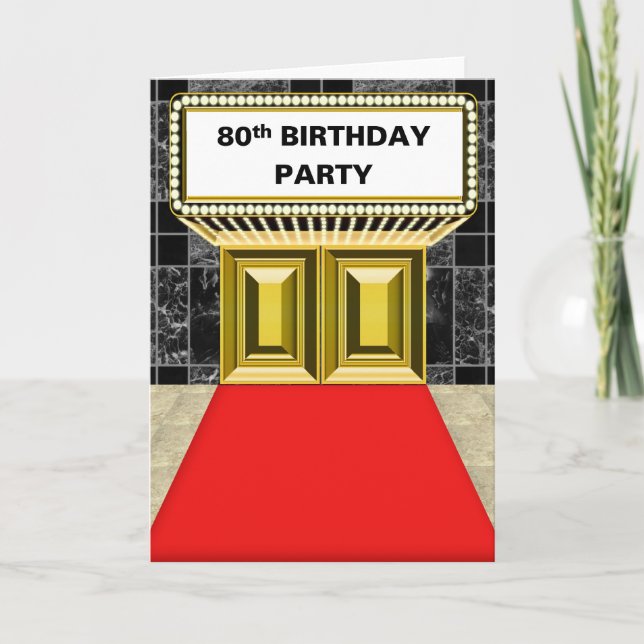Carte Broadway Marquee Red Carpet 80 th Birthday Party (Devant)