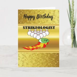 Carte Broches de quilles et boule avec le mot STRIKEOLOG