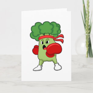 Carte Brocoli à la boxe avec des gants de boxe