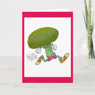 Carte Brocoli courant de bande dessinée mignonne, sur