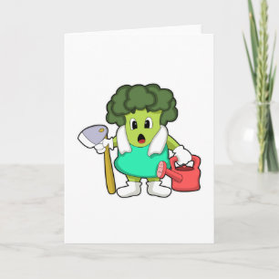 Carte Brocoli en tant qu'agriculteur avec un arrosoir