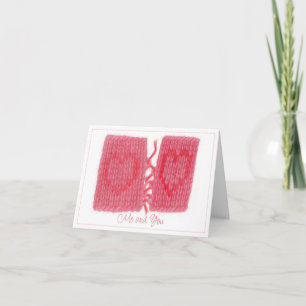 CARTE BRODÉE DEUX CŒURS + Texte