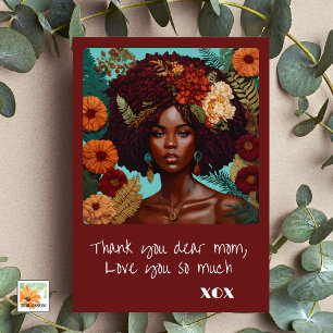 Carte broderie de fleurs journée de mère avec beau visag