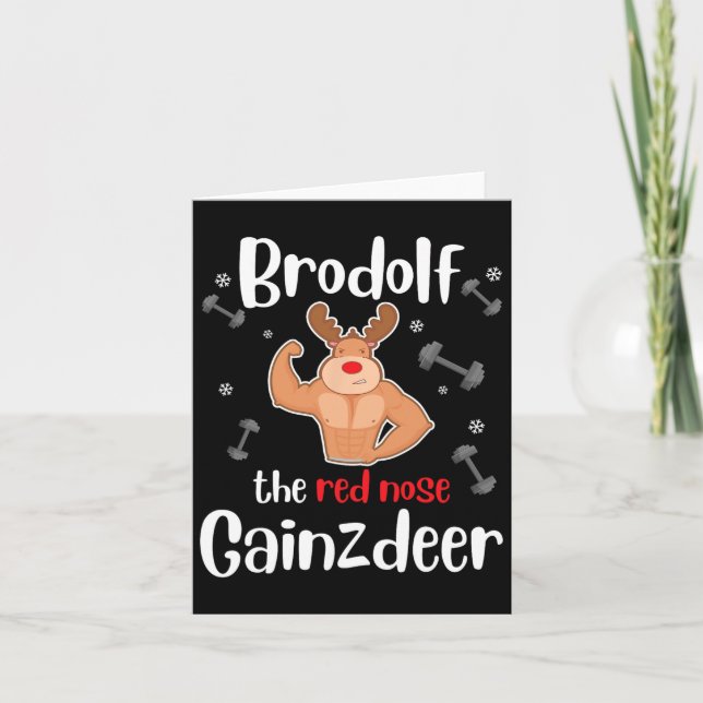 Carte Brodolf The Red Nose Gainzdeer Mens Gym Noël (Devant)
