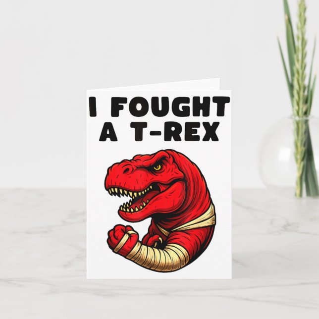 Carte Broken Arm Recovery T-rex Kids Boys Dinosaur  (Devant)