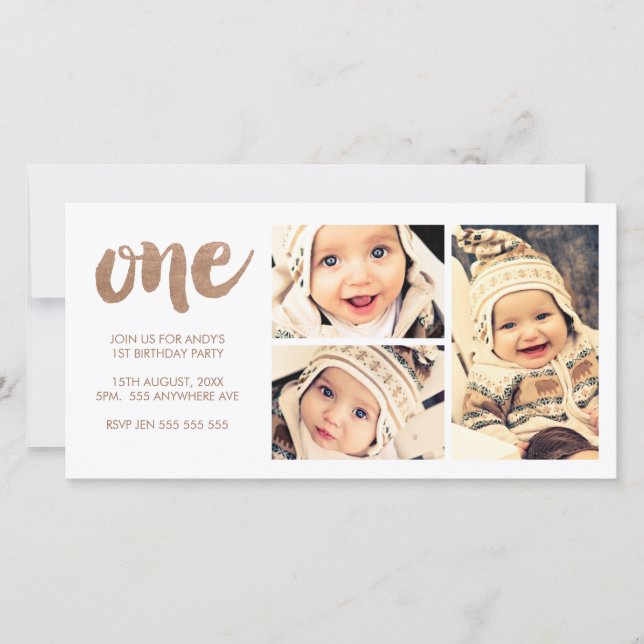 Carte Bronze 1ER Anniversaire Blanc 3 Frame Photocard (Devant)