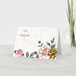 Carte Bronze et rose Aquarelle Peony Spectled Anniversai