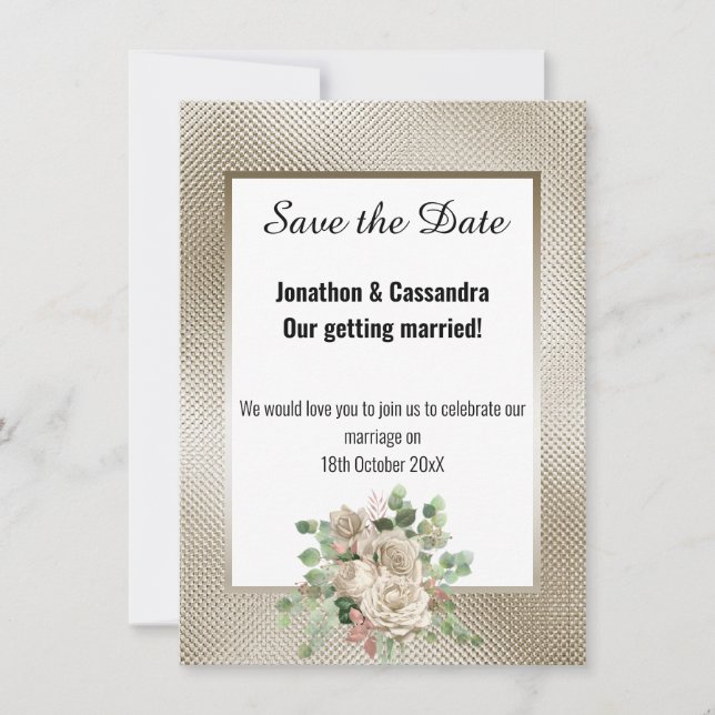 CARTE BRONZE PARTIES SCINTILLANT ROSE EUCALYPTUS ENREGIS (Devant)