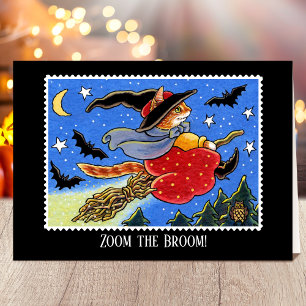 Carte Broomstick sorcière Halloween personnalisée