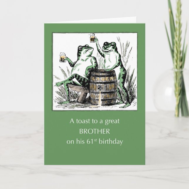 Carte Brother 61e Grenouilles d'anniversaire Toasting wi (Devant)